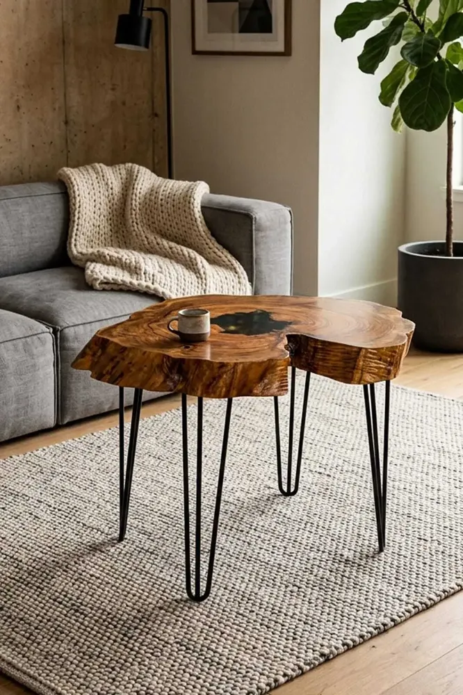 Coffee tables - Walnut Coffee Table – 57x68x78 cm – Walnut Verde - GLASS4CANDLES
