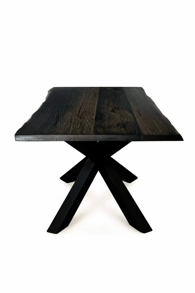 Tables Salle à Manger - Table à manger en chêne noir ancien – rectangle, 76x189x84 cm - GLASS4CANDLES