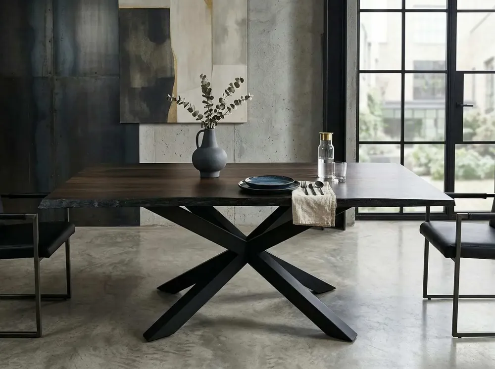 Tables Salle à Manger - Table à manger en chêne noir ancien – rectangle, 76x189x84 cm - GLASS4CANDLES
