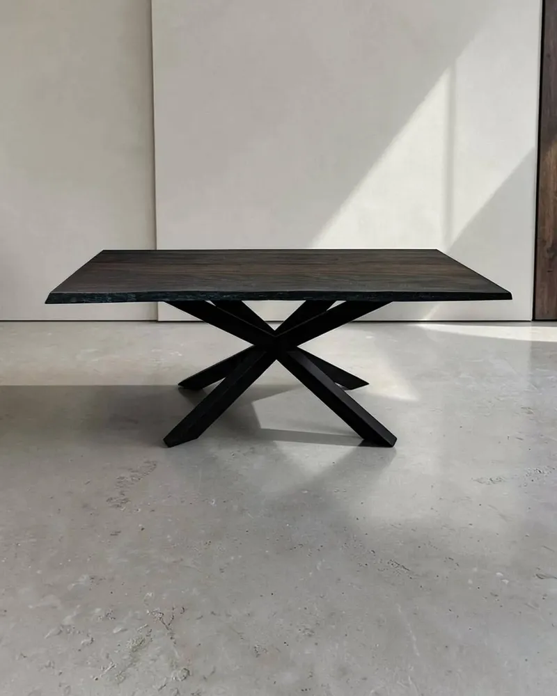 Tables Salle à Manger - Table à manger en chêne noir ancien – rectangle, 76x189x84 cm - GLASS4CANDLES