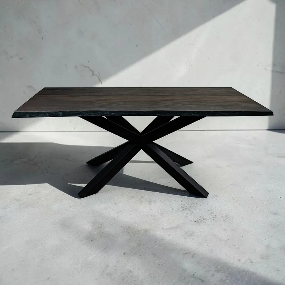 Tables Salle à Manger - Table à manger en chêne noir ancien – rectangle, 76x189x84 cm - GLASS4CANDLES