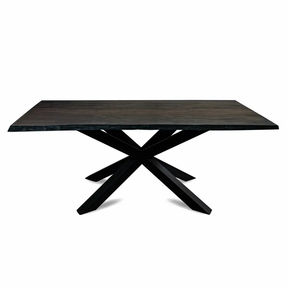 Tables Salle à Manger - Table à manger en chêne noir ancien – rectangle, 76x189x84 cm - GLASS4CANDLES