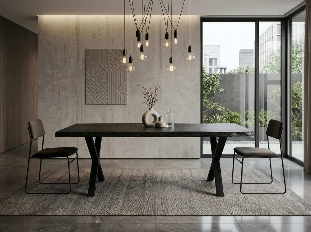 Dining Tables - Bog Oak Dining Table – Rectangle, 77x225x84 cm - GLASS4CANDLES