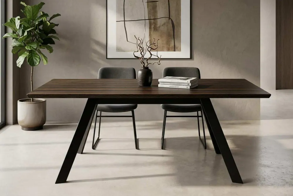 Tables Salle à Manger - Table à manger en chêne noir ancien – rectangle, 78x177x76 cm - GLASS4CANDLES