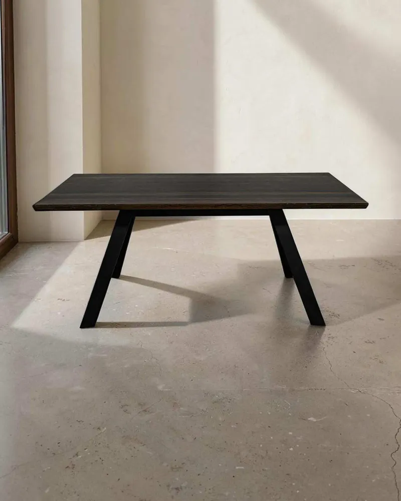 Tables Salle à Manger - Table à manger en chêne noir ancien – rectangle, 78x177x76 cm - GLASS4CANDLES