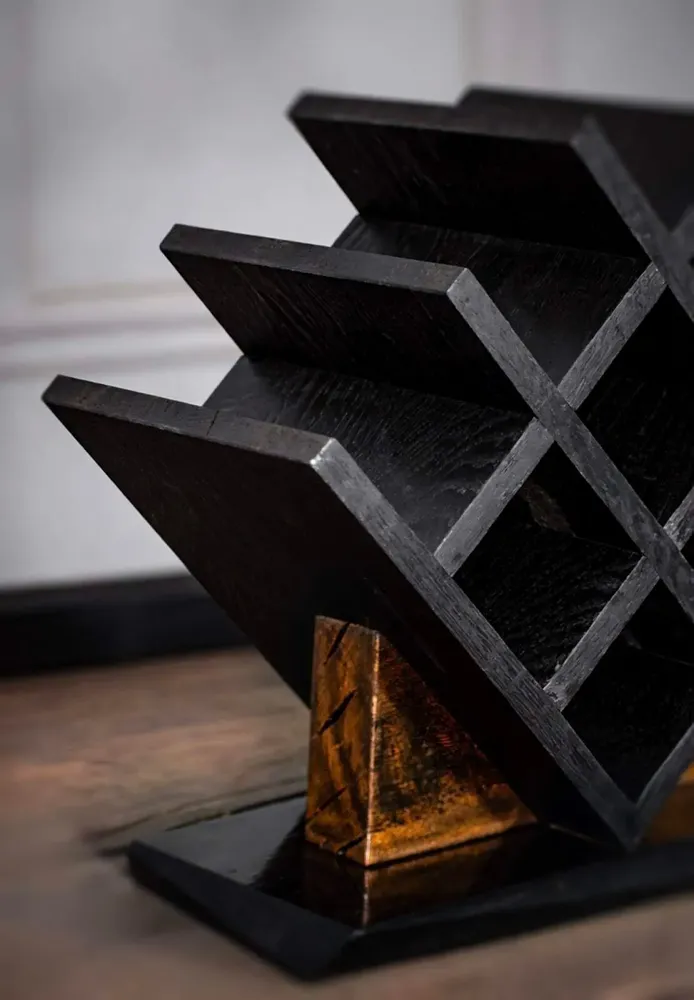 Etagères - Porte-bouteilles en chêne noir ancien – 450x300x200 mm - GLASS4CANDLES