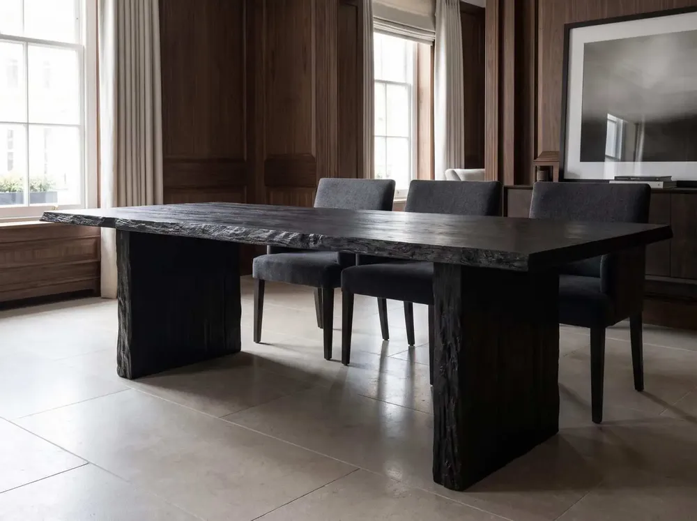 Tables Salle à Manger - Table à manger en chêne noir ancien – rectangle, 75x280x102 cm - GLASS4CANDLES