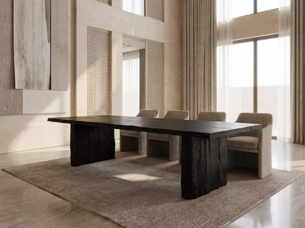 Tables Salle à Manger - Table à manger en chêne noir ancien – rectangle, 75x280x102 cm - GLASS4CANDLES