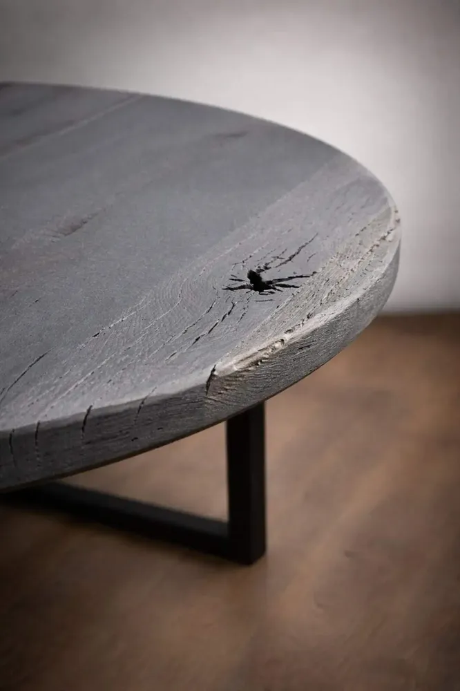 Tables basses - Table basse en chêne noir – cercle, 45x150x150 cm – Monolith Grey - GLASS4CANDLES
