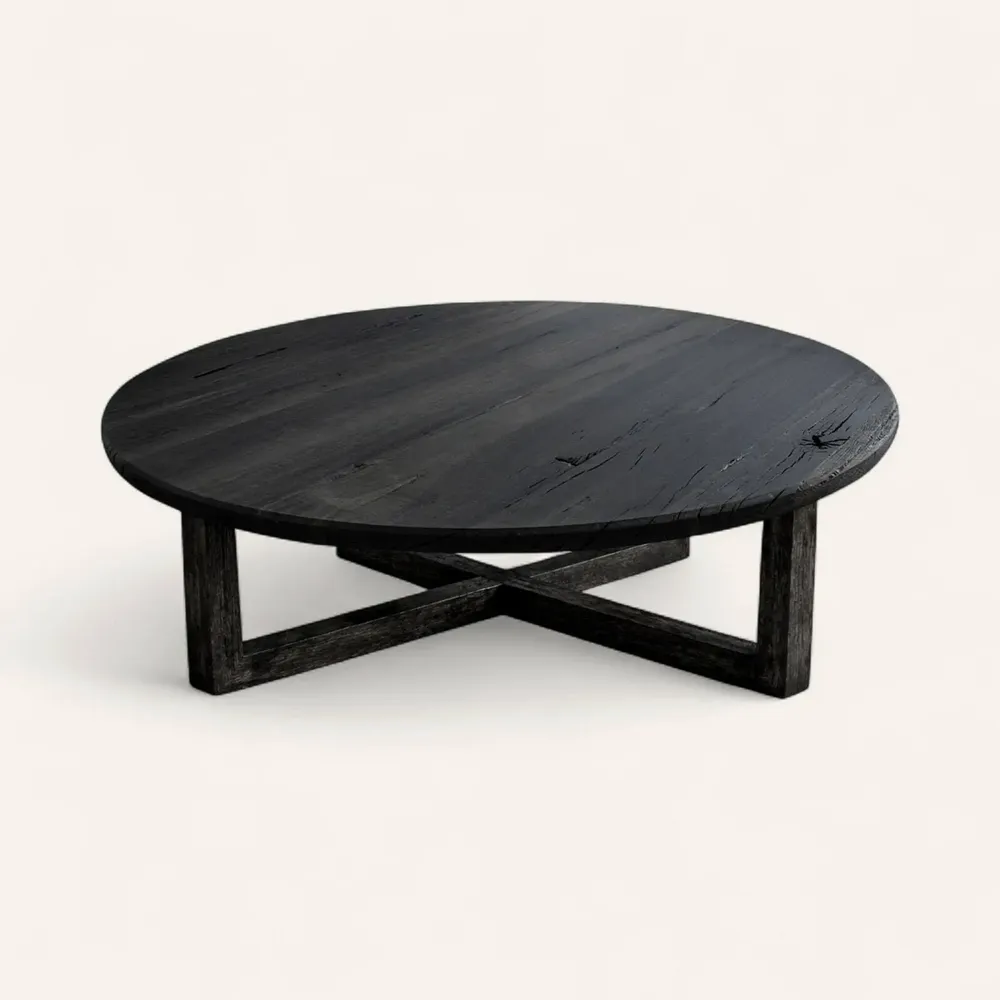 Tables basses - Table basse en chêne noir – cercle, 45x150x150 cm – Monolith Grey - GLASS4CANDLES