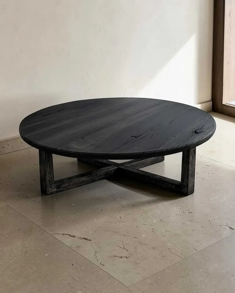 Tables basses - Table basse en chêne noir – cercle, 45x150x150 cm – Monolith Grey - GLASS4CANDLES