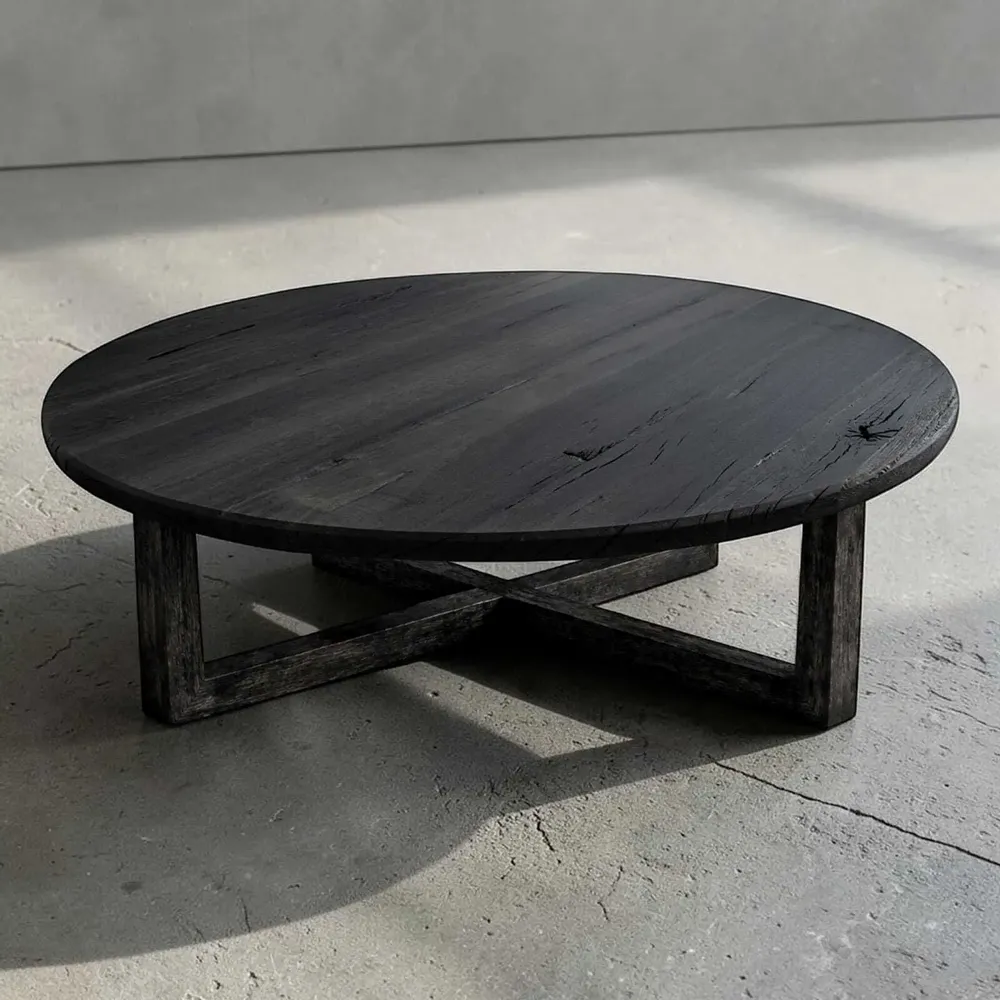Tables basses - Table basse en chêne noir – cercle, 45x150x150 cm – Monolith Grey - GLASS4CANDLES