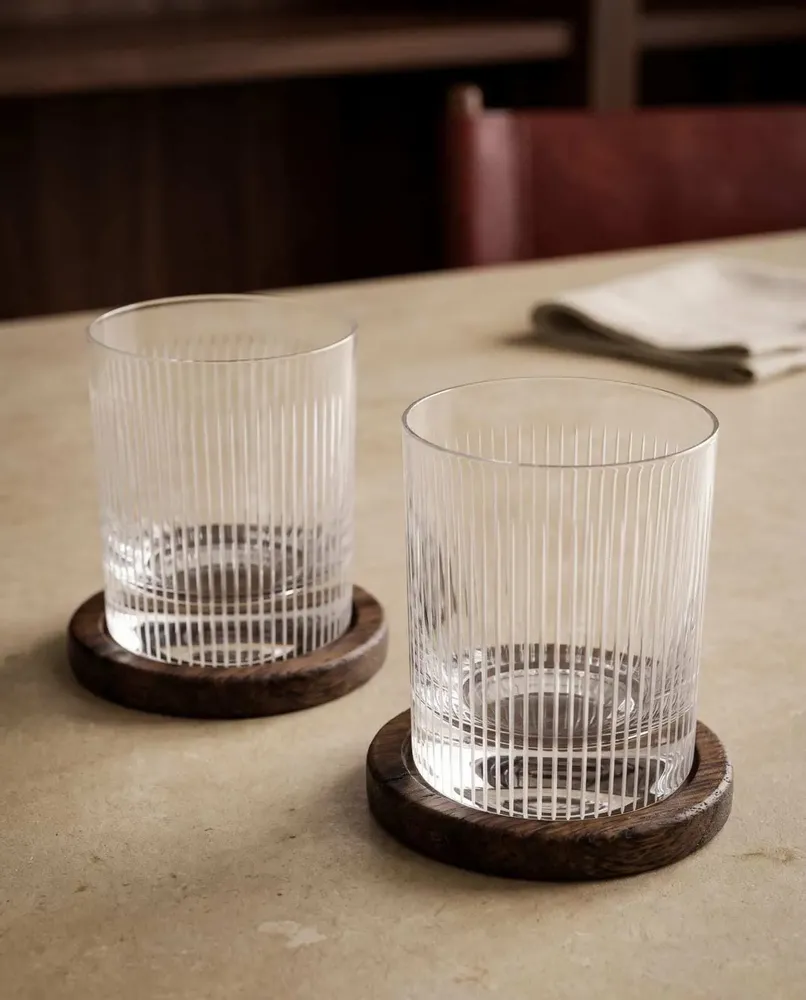 Glass - Bog Oak Whisky Glass Set – Cylinder, 10x80x80 mm – Noir Whisky Duo - GLASS4CANDLES