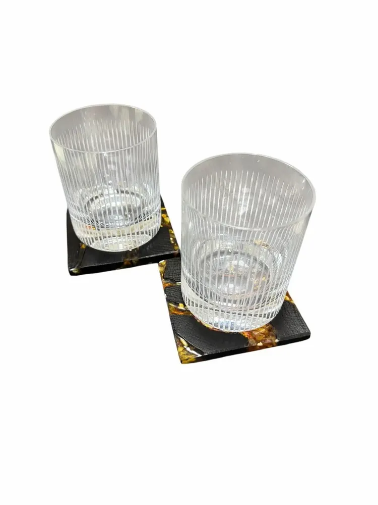 Glass - Bog Oak Whisky Glass Set – Cylinder, 10x80x80 mm – Noir Whisky Duo - GLASS4CANDLES