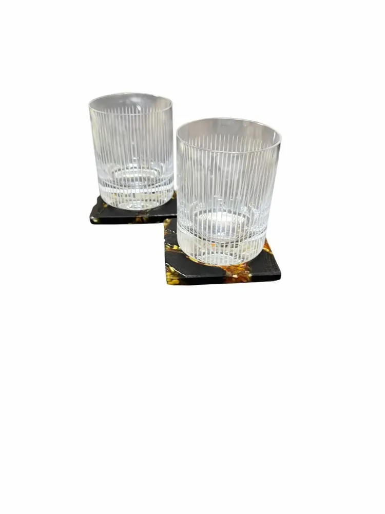 Glass - Bog Oak Whisky Glass Set – Cylinder, 10x80x80 mm – Noir Whisky Duo - GLASS4CANDLES