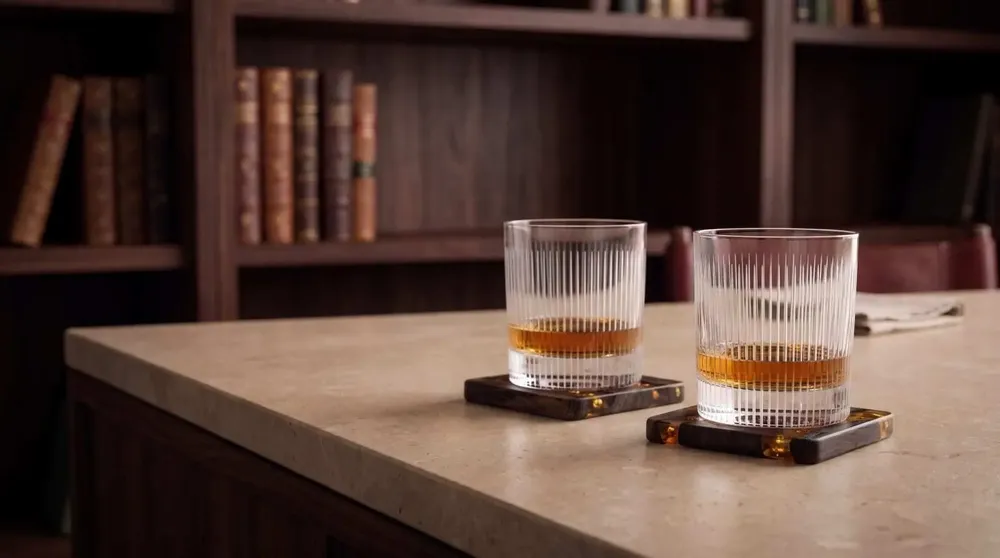 Glass - Bog Oak Whisky Glass Set – Cylinder, 10x80x80 mm – Noir Whisky Duo - GLASS4CANDLES