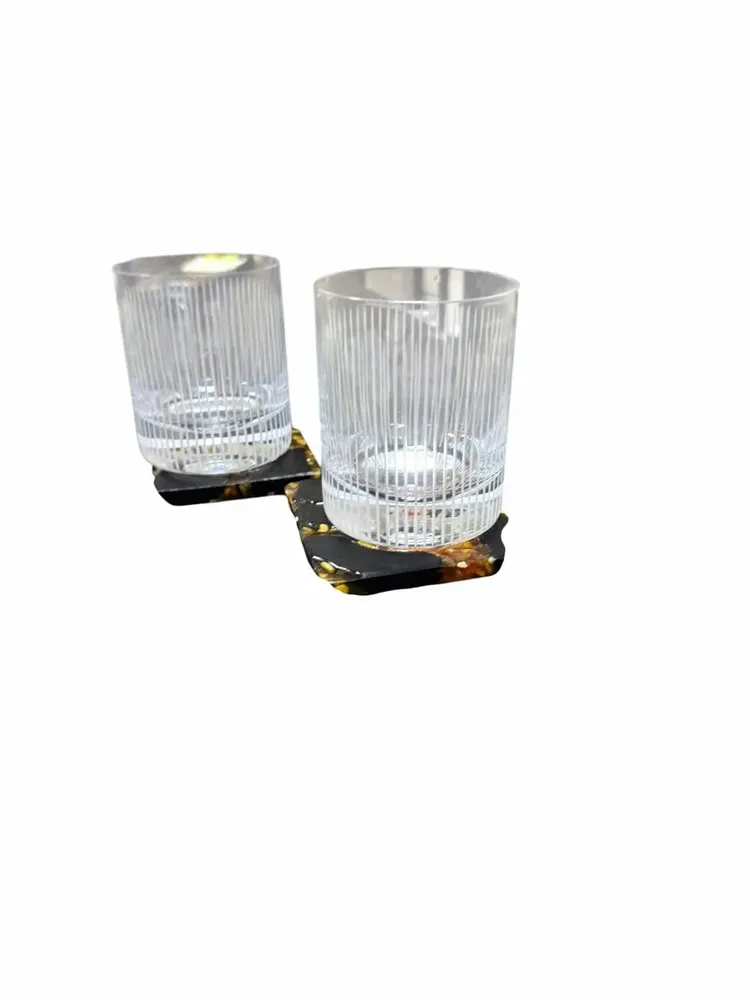 Glass - Bog Oak Whisky Glass Set – Cylinder, 10x80x80 mm – Noir Whisky Duo - GLASS4CANDLES