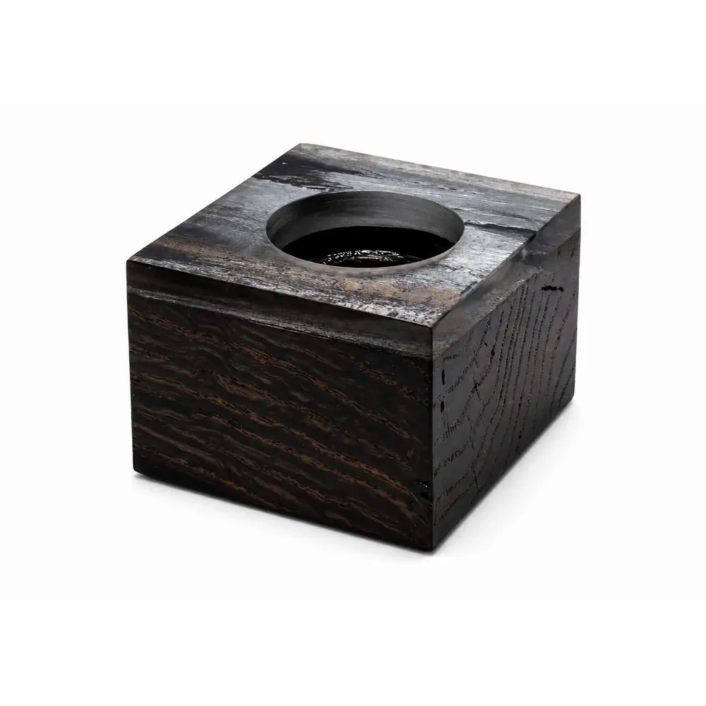 Candlesticks and candle holders - Bog Oak & Gold-tone Metal Tealight Holder – Rectangle – Model 1D0208 - GLASS4CANDLES