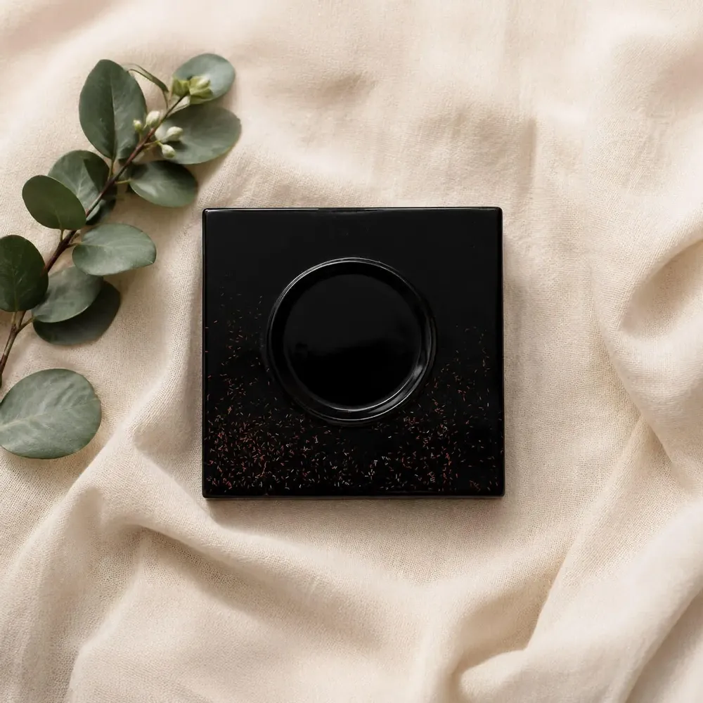 Bougeoirs et photophores  - Bougeoir en chêne noir et métal doré – rectangle – résine noire - GLASS4CANDLES