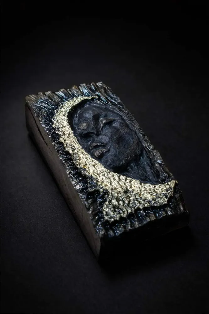 Pièces uniques - Sculpture en chêne noir ancien – rectangle, 250x120x50 mm - GLASS4CANDLES