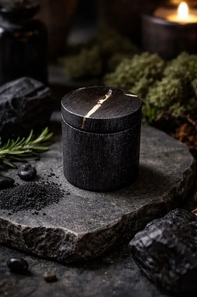 Coffrets et boîtes - Boîte à bague en chêne noir ancien et résine – cercle, 85x60x60 mm - GLASS4CANDLES