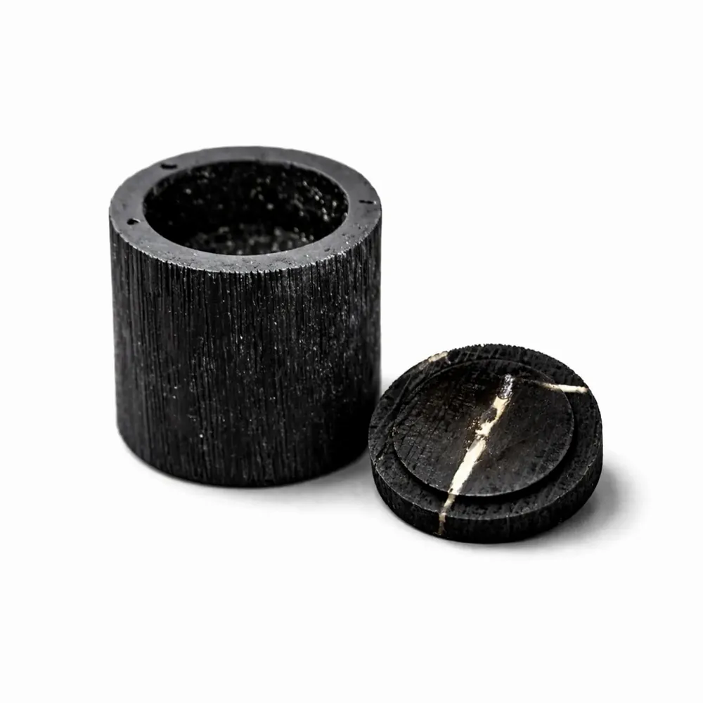 Coffrets et boîtes - Boîte à bague en chêne noir ancien et résine – cercle, 85x60x60 mm - GLASS4CANDLES