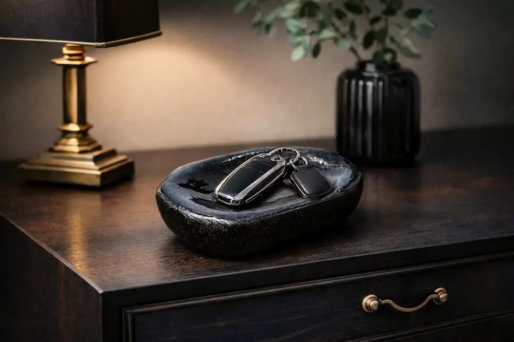 Trays - Bog Oak & Resin Serving Tray – Oval, 50x150x120 mm - GLASS4CANDLES