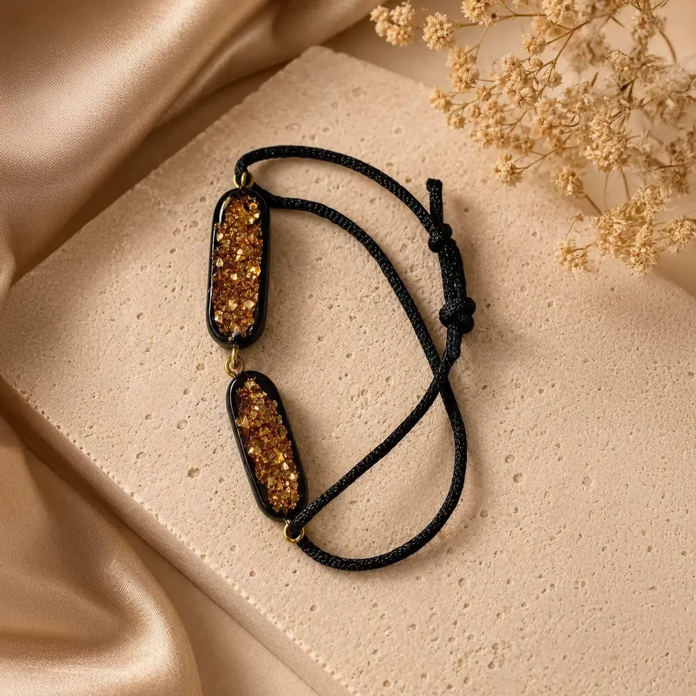 Bracelets - Bog Oak & Resin Bracelet – Round, 200x200x8 mm – two oval elements - GLASS4CANDLES