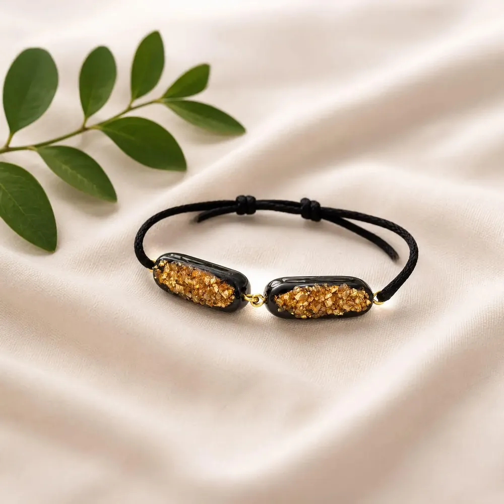 Bracelets - Bog Oak & Resin Bracelet – Round, 200x200x8 mm – two oval elements - GLASS4CANDLES