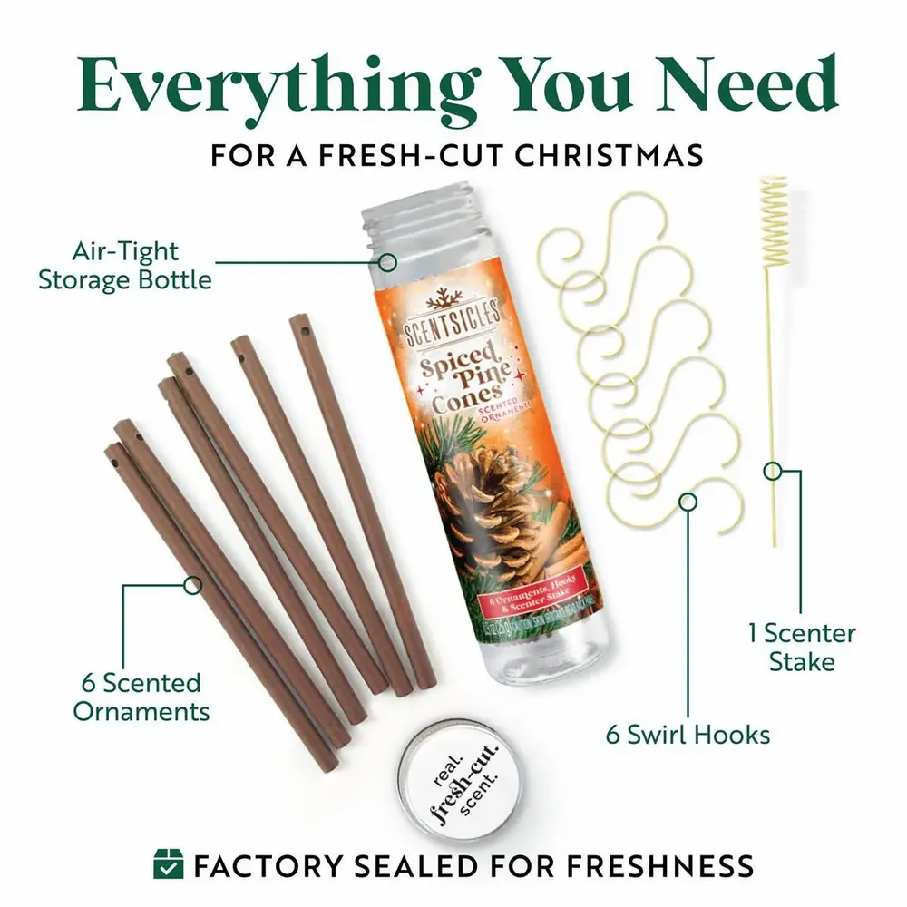 Home fragrances - SCENTSICLES Spiced Pine Cones - Scented Ornaments Sticks - VAN DER GUCHT, SINCE 1870