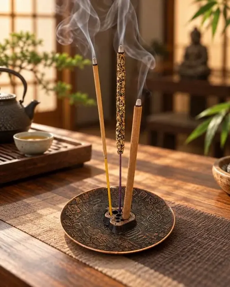 Senteurs - Porte-encens 9 trous décor chinois 9 cm - ARABESK