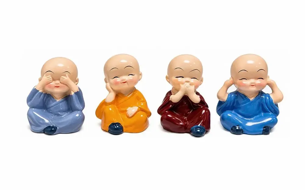 Objets de décoration - Set de 4 Moines de la Sagesse en Céramique 5,5 cm - ARABESK