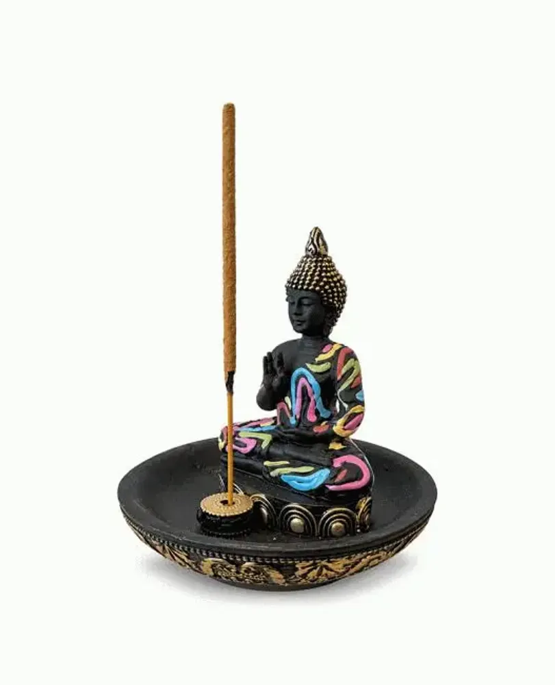 Scents - Incense Holder Buddha Abhaya Multicoloured in Resin 10 cm - ARABESK