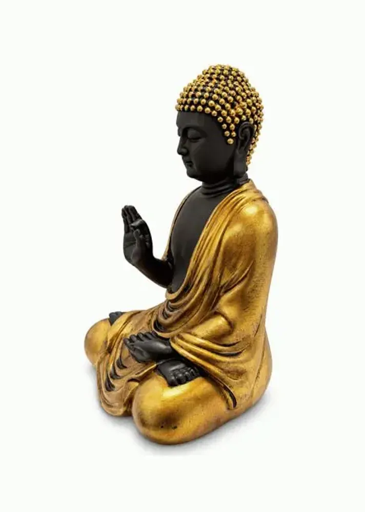 Objets de décoration - Statue Bouddha Abhaya Noir et Doré en Résine 16 cm - ARABESK