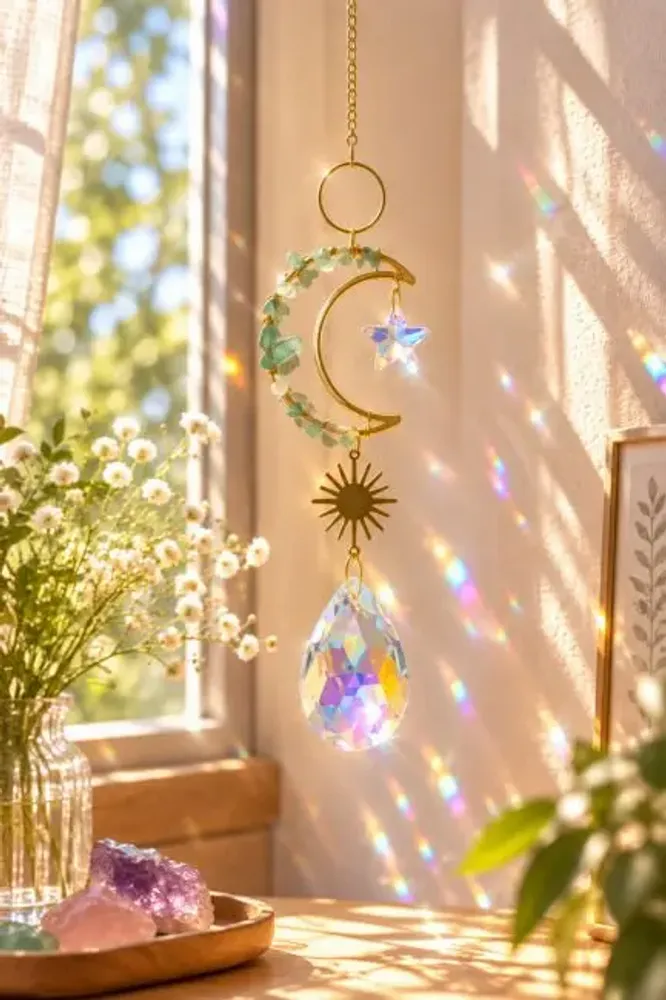 Objets de décoration - Attrape-soleil Lune en Aventurine Verte 37,5 cm - ARABESK