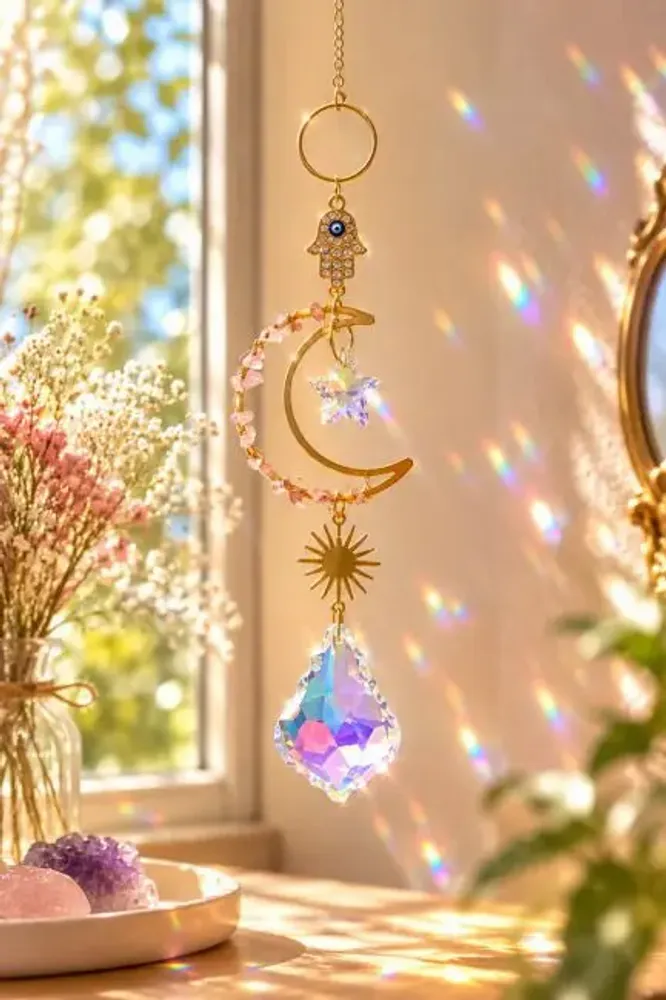 Objets de décoration - Attrape-soleil Lune en Quartz Rose 40,5 cm - ARABESK