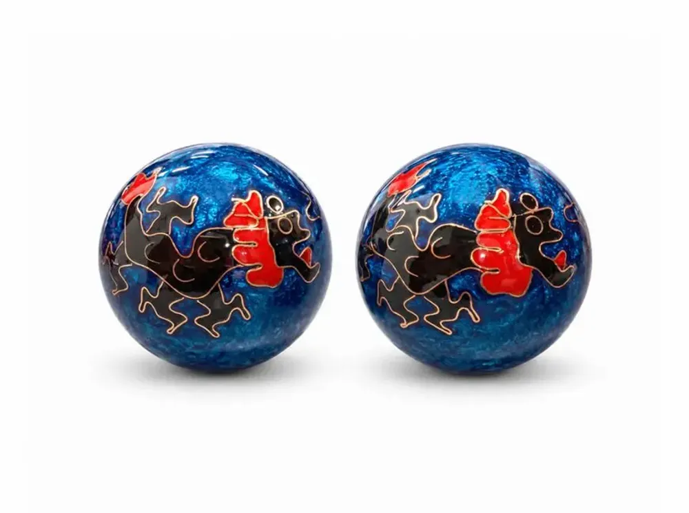 Decorative objects - Chinese Massage Balls Dragon Blue 4,2 cm - ARABESK