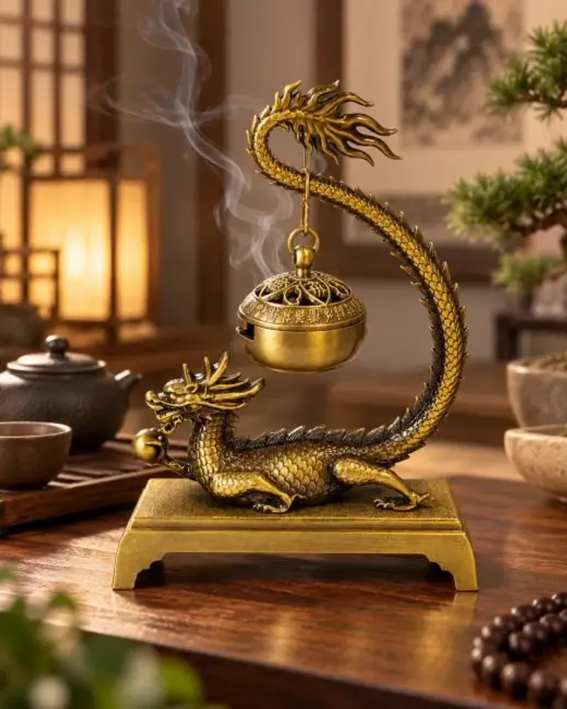 Senteurs - Brûle-encens suspendu décor dragon 13,6 cm - ARABESK