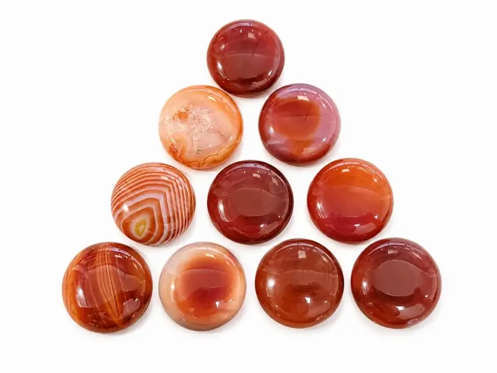 Bijoux - Lot de 10 cabochons ronds en Cornaline A – 25 mm - ARABESK