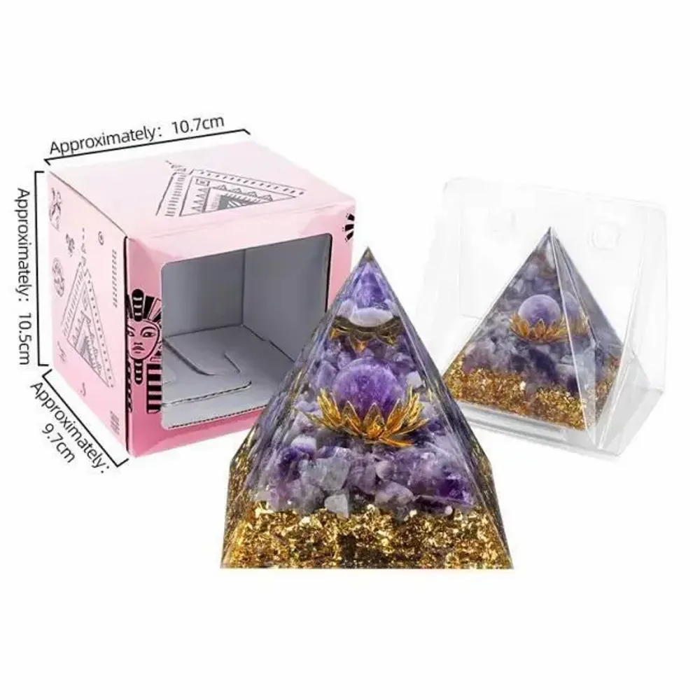Objets de décoration - Orgonite Pyramide Amethyste Lotus 8cm - ARABESK