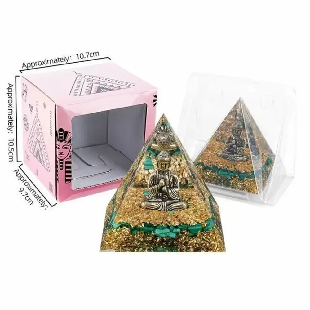 Objets de décoration - Orgonite Pyramide Buddha + Malachite - ARABESK