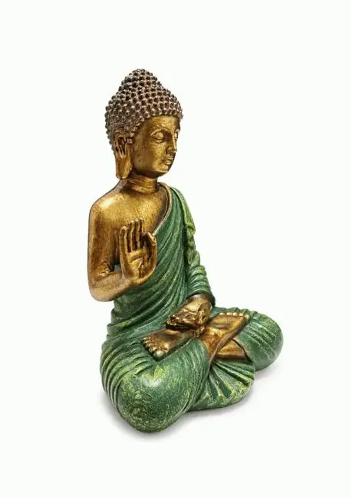 Objets de décoration - Statue Bouddha Abhaya Verte en Résine 13 cm - ARABESK