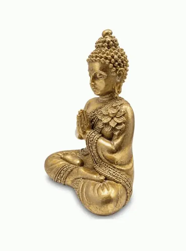 Objets de décoration - Statue Bouddha Namasté Doré en Résine 14 cm - ARABESK
