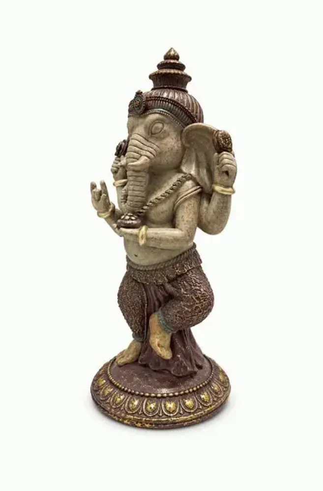 Objets de décoration - Statue Ganesh Dansant Mauve et Dorée en Résine 32 cm - ARABESK