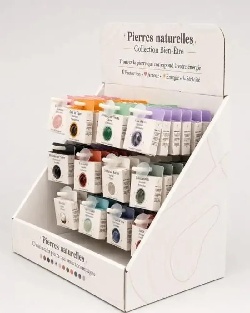 Cosmétiques - Présentoir de Pierres Roulées Naturelles – 72 Pierres - ARABESK