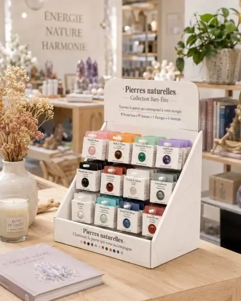Cosmétiques - Présentoir de Pierres Roulées Naturelles – 72 Pierres - ARABESK