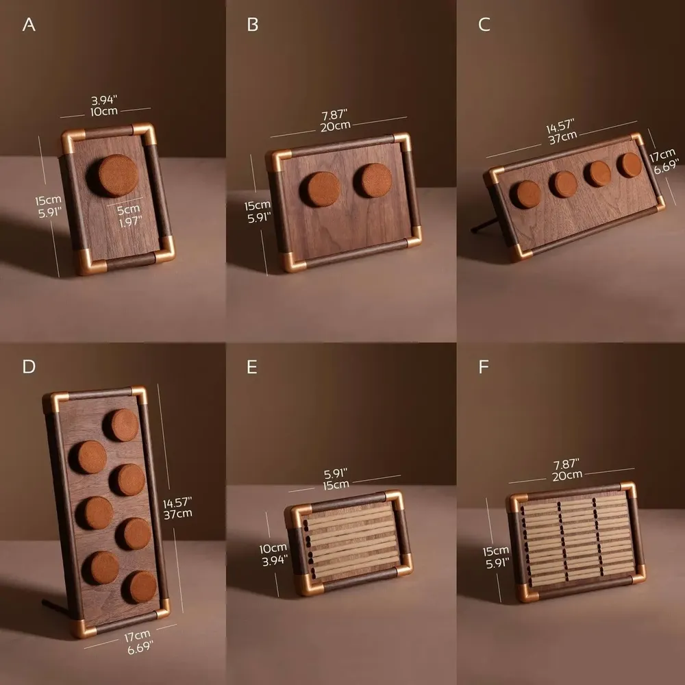 Objets de décoration - Présentoirs modulaires en placage de noyer et cadre cuivré - WHISPERING WOODS