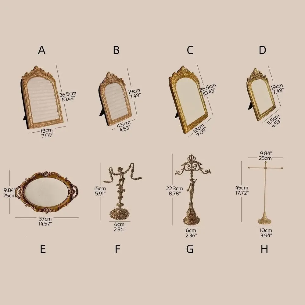 Objets de décoration - Ensemble de présentoirs à bijoux Rococo doré en suédine végane - WHISPERING WOODS