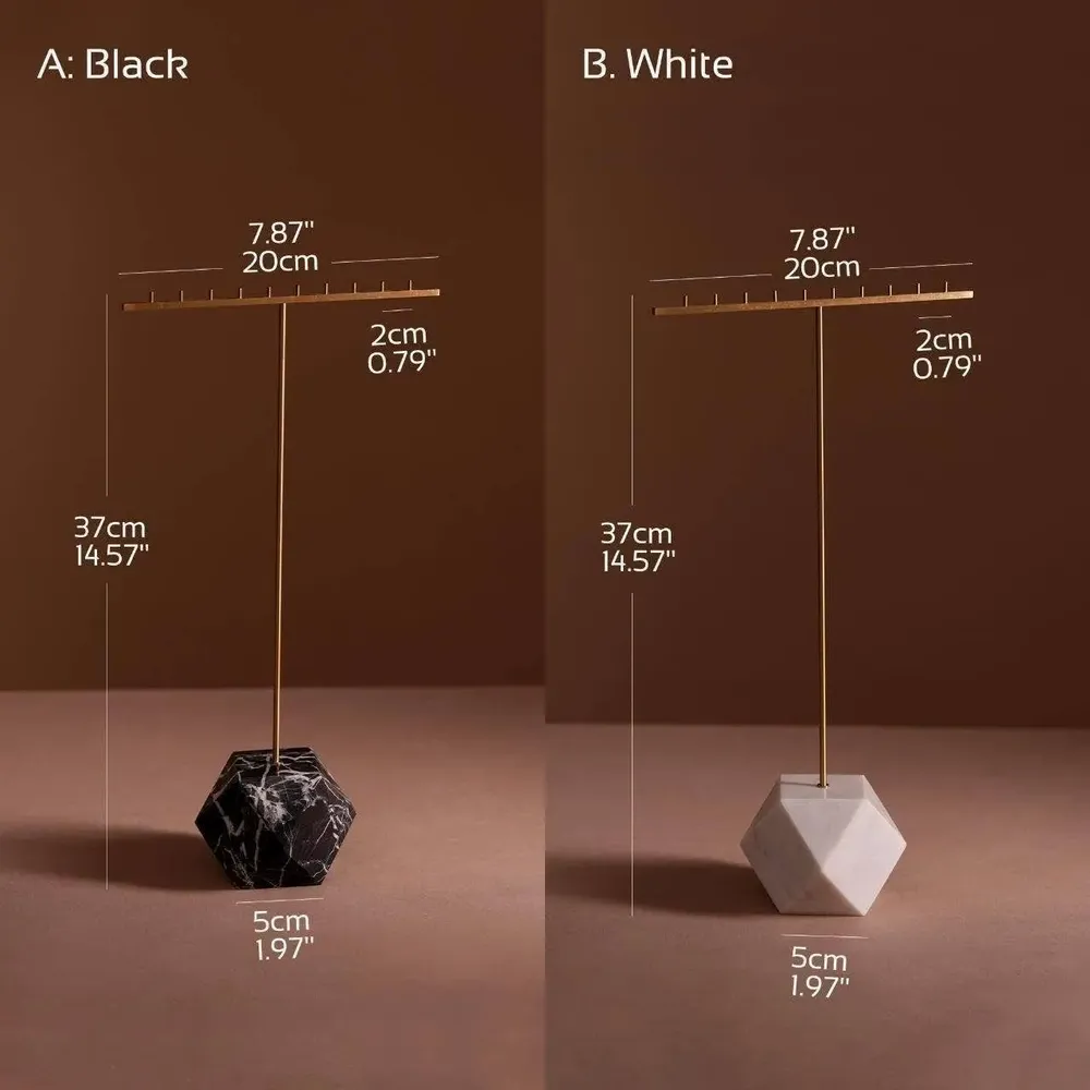Objets de décoration - Présentoir à bijoux à barre en T en marbre et laiton - WHISPERING WOODS