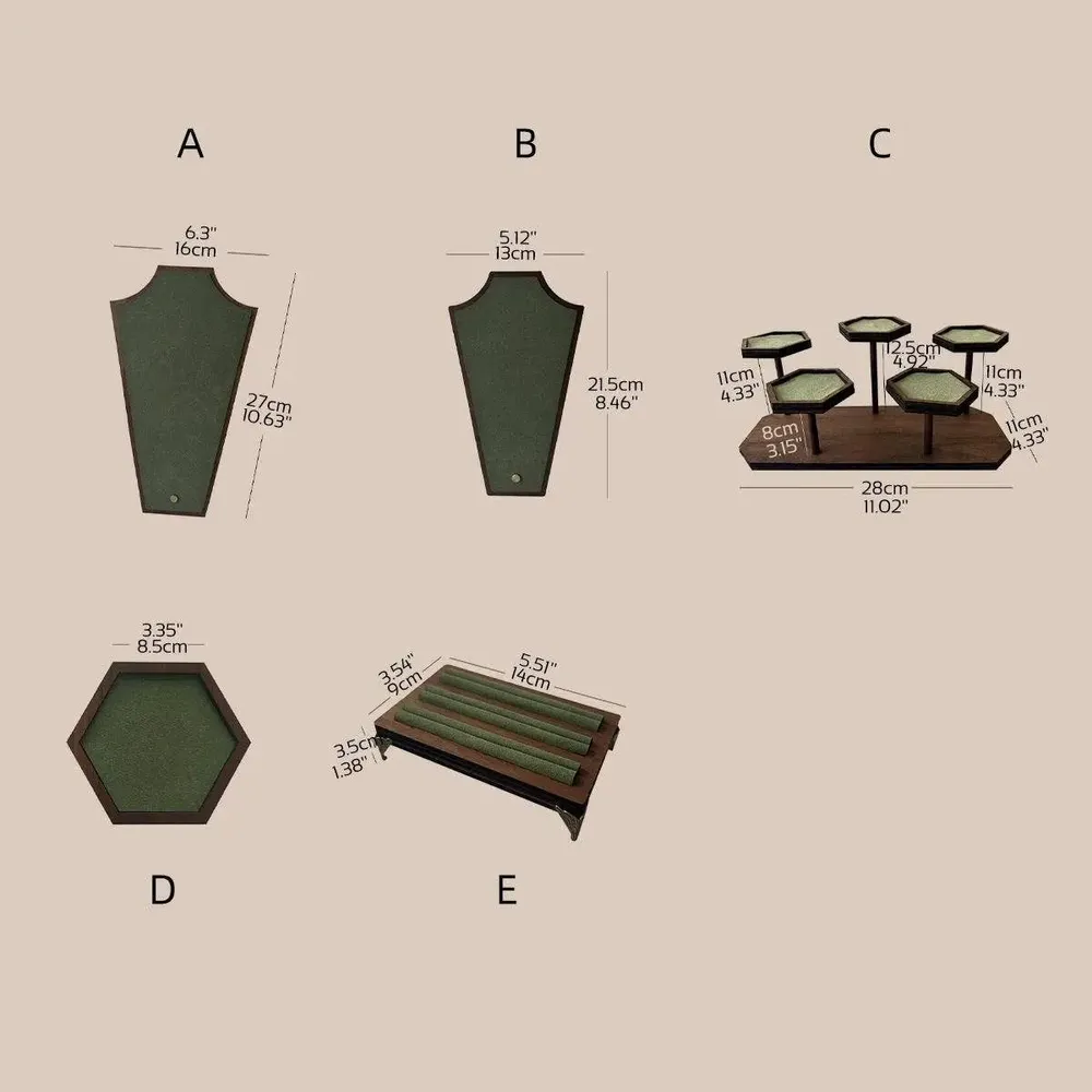 Decorative objects - Walnut Veneer Jewelry Display Set with Necklace Boards - WHISPERING WOODS
